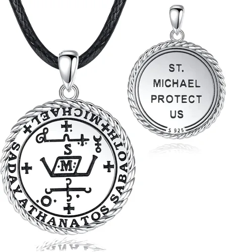 EUDORA Collar con colgante de cruz de San MiguelSan CristóbalVirgen MaríaBuen Pastor para hombres y mujeres, colgante de amuleto religioso, joyería