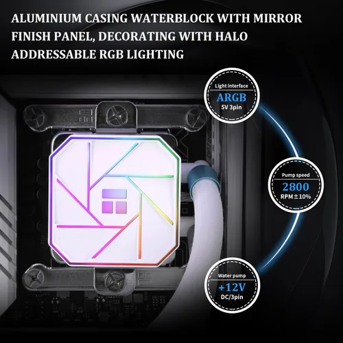 Miniatura 3 de Thermalright Aqua Elite 240 - Enfriador de CPU de refrigeración por agua, ventiladores PWM ARGB dobles con rodamientos S-FDB, bomba controlada PWM