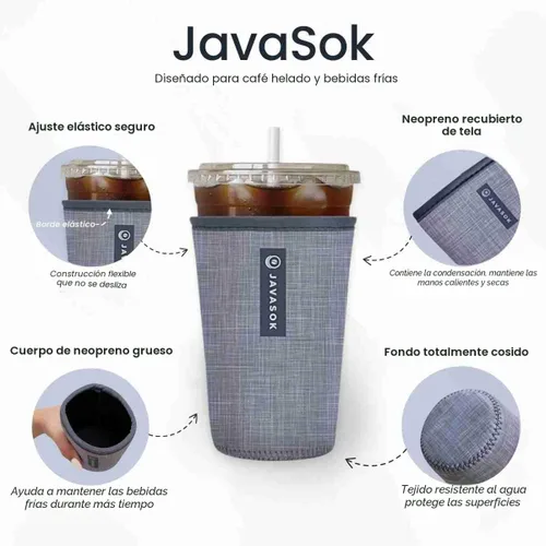 Miniatura 5 de Sok It JavaSok - Funda de neopreno aislada para taza de café helado y soda fría (como la porcelana fina, mediano: 22-28 onzas)