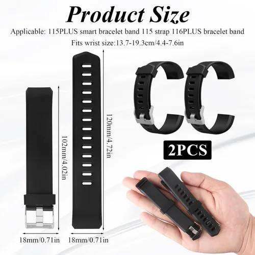 Miniatura 3 de Bandas de reloj de repuesto hoeslaw para ID115plus HR, conjunto de bandas de muñeca para monitor de actividad Very Fit Pro, correas de reloj