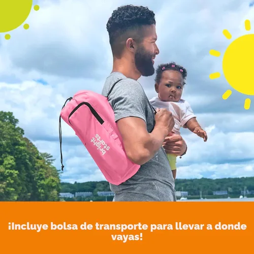 Miniatura 6 de Bright Starts Pop 'N Sit asiento elevado portátil, uso en interiores/exteriores, asiento de piso con bandeja para alimentación, rosa, 6 meses - 3