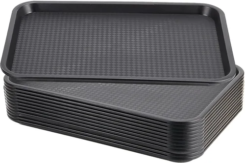 Miniatura 11 de Paquete de 5 bandejas azules de comida rápida de 13.8 x 10.6 pulgadas, bandejas rectangulares grandes para servir restaurante, bandejas de plástico