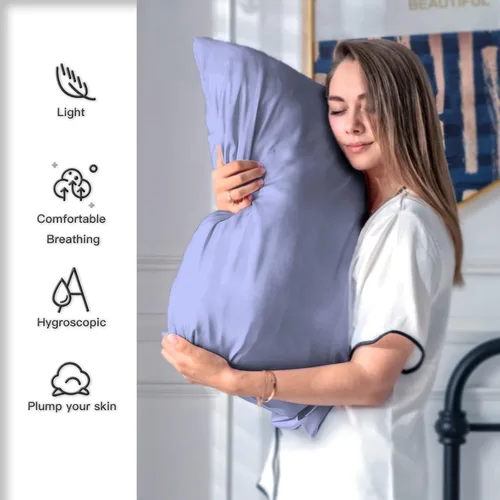 Miniatura 3 de Funda de almohada de seda de morera natural para cabello y piel, tamaño estándar de 20 x 26 pulgadas, con cremallera oculta, suave, transpirable