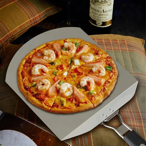 Miniatura 6 de Pizza Peel BIG HORN - Espátula de pizza de metal con mango de goma, espátula de pizza de acero inoxidable perforada