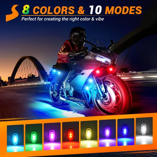 Miniatura 2 de 8 luces estroboscópicas LED inalámbricas, luz estroboscópica LED inalámbrica de alto brillo, 8 colores, 10 modos de flash, carga USB, impermeable