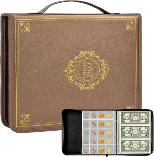 Miniatura 9 de ANKHOH Páginas de colección, página de bolsillo para monedas con 240 bolsillos, fundas para carpetas de monedas con 9 agujeros estándar para álbum