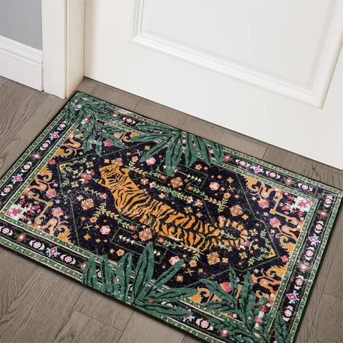 Miniatura 20 de Alfombras hippie, alfombras de 2 x 3 de lana sintética tropical rosa boho para baño, cocina, entrada interior pequeña. Alfombra moderna vintage