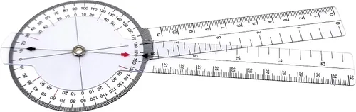 Miniatura 4 de Goniómetro, regla angular ortopédica transparente, goniómetro de plástico de 360 grados para cinta métrica corporal, goniómetro, regla