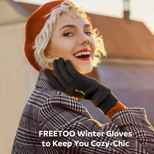Miniatura 6 de FREETOO Winter Gloves for Women, 2022 Stylish Double Locking Thermal Running Gloves, Warm Waterproof Touchscreen Driving Gloves