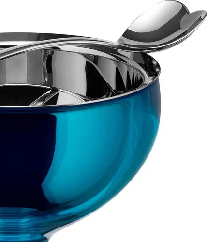 Miniatura 4 de Alessi AMMI01S AZ Big Love - Juego de helados de diseño, cuenco en acero inoxidable 18/10 y resina termoplástica, color azul y cuchara de acero