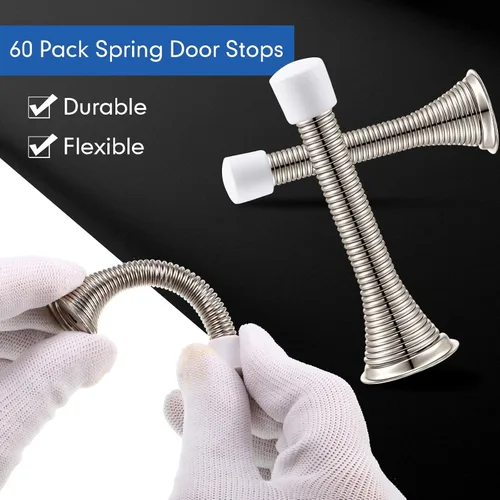 Miniatura 3 de Newwiee Paquete de 60 topes de puerta de resorte a granel con parachoques de goma de 3.35 pulgadas, resorte flexible resistente, tope de puerta