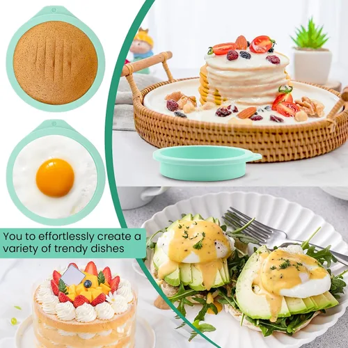Miniatura 4 de 4 moldes para freidora de aire, moldes de silicona para hornear magdalenas, molde para panqueques de 4 pulgadas, antiadherente para hornear, Verde