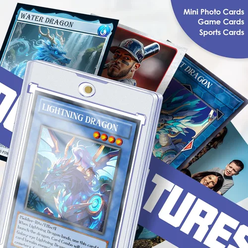 Miniatura 5 de Homthy 4 Portadores de Tarjetas Magnéticos para Cartas Coleccionables, Portadores de Cartas de Béisbol de Acrílico de 35pt con 4 Soportes