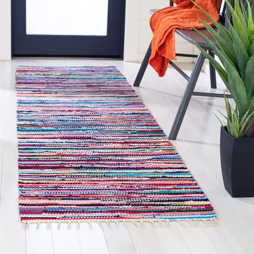 Miniatura 25 de SAFAVIEH Rag Rug Collection - Alfombra decorativa de 2 x 3 pies, color gris, hecha a mano, de algodón a rayas, ideal para zonas de alto tráfico