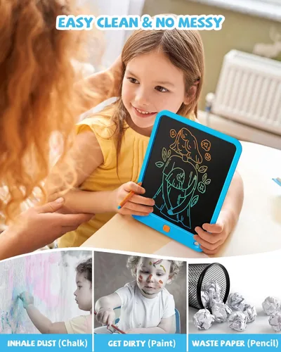 Miniatura 5 de Tableta de escritura LCD de 10 pulgadas, juguetes para niños y niñas de 3, 4, 5, 6, 7, 8, 9, 10 años, tableta de dibujo de garabatos colorida, Azul