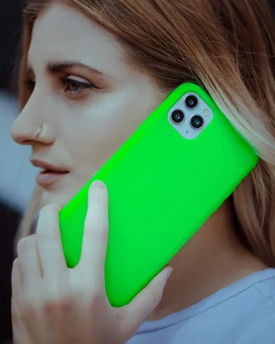 Miniatura 7 de FELONY CASE Funda de silicona verde neón para iPhone 12 Pro Max Silicona líquida con forro de microfibra antiarañazos, funda protectora a prueba