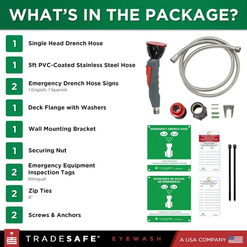 Miniatura 5 de TRADESAFE Estación de lavado de ojos de mano aprobada por la OSHA, estación de lavado de ojos de emergencia, estación de lavado de ojos con manguera