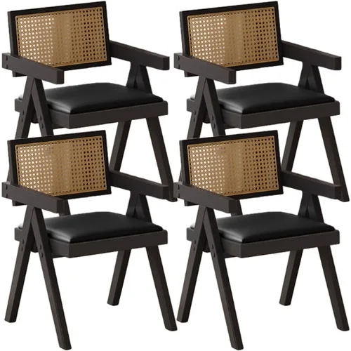 Miniatura 27 de YVYKFZD Juego de sillas de comedor de ratán, sillas de comedor de madera, sillas de cocina con respaldo tejido, sillón tapizado, silla auxiliar