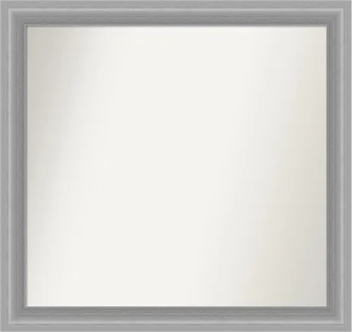 Miniatura 408 de Amanti Art Espejo de baño plateado para sobre el fregadero, 24 x 24 pulgadas, espejo cuadrado de peltre forjado a medida, marco de madera casual