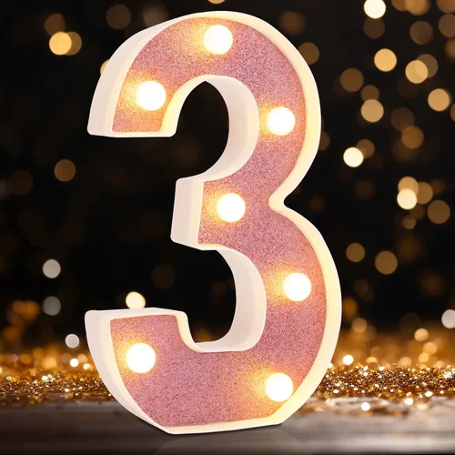 Miniatura 30 de Letras pequeñas de marquesina LED, letras iluminadas, letras LED de 8.58 pulgadas, letrero iluminado a pilas para mesa, fiesta, cumpleaños