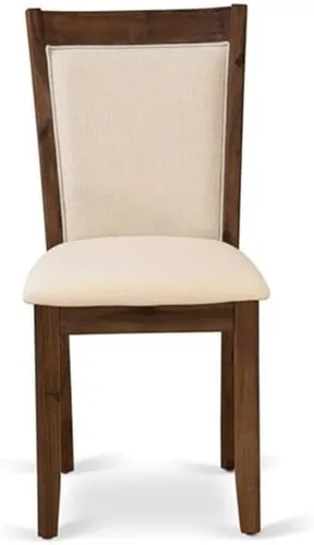 Miniatura 7 de East West Furniture MZC0T01 Monza Parson - Sillas de comedor tapizadas de tela de lino crema, juego de 2, lino cepillado blanco