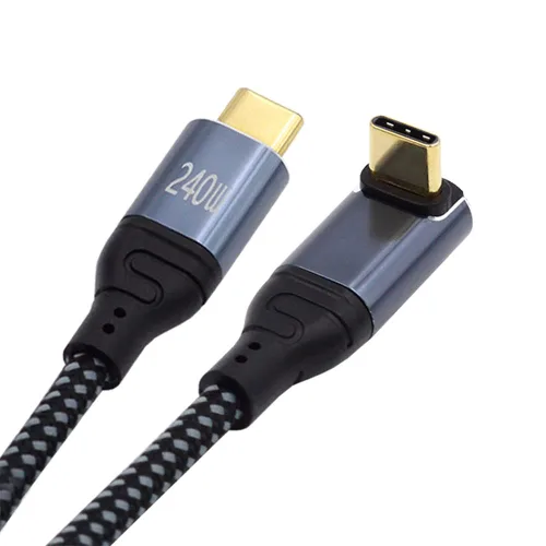 Miniatura 12 de Cable USB-C de 240 W tipo C 480 Mbps 48 V 5 A de perfil bajo en ángulo de 90 grados compatible con USB 2.0 100 W de carga para portátil, tableta