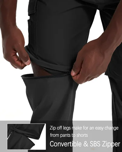 Miniatura 3 de Pantalones convertibles de senderismo para hombre, impermeables, ligeros, de secado rápido, con cremallera, pesca, viajes, safari, trabajo al aire