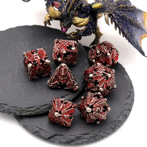 Miniatura 4 de Dados DND, juego de dados de metal D&D Dungeons and Dragons, juego de dados huecos poliédricos, dados para juegos de rol, dados D y D