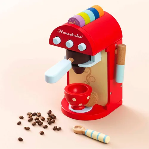 Miniatura 6 de Le Toy Van - Honeybake - Juego de máquina de café de madera prémium - Juego de juguetes de cocina y café Accesorios de cocina de juguete para Rojo