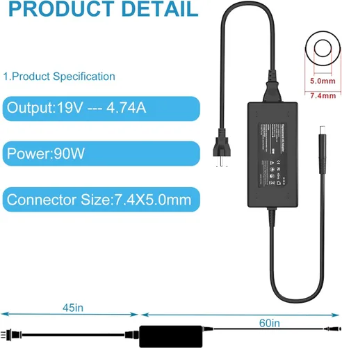 Miniatura 7 de Adaptador de CA de 90 W compatible con la fuente de alimentación de escritorio todo en uno HP for ProDesk 260 400 600 405 G1-G6, for EliteDesk 705