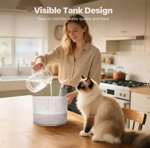 Miniatura 6 de Sharper Image Fuente de agua inalámbrica para gatos, bomba ultra silenciosa de 68 oz/2 L, fuente de agua inalámbrica para gatos, fuente recargable