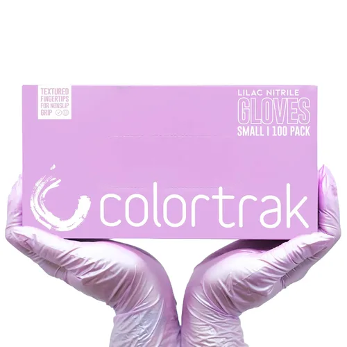 Colortrak Luminous Collection - Guantes desechables de nitrilo, color lila escarcha, pequeños, de un solo uso, seguros para alérgicos, sin látex,