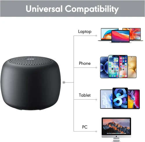 Miniatura 8 de Altavoz Bluetooth portátil, ultra compacto con Bluetooth 5.4 y ranura para tarjeta TF Tiempo de reproducción de 10 horas, estéreo TWS, llamadas