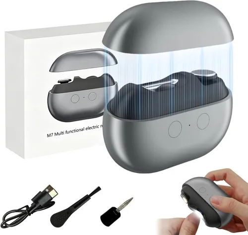 Fanyil - Cortauñas de fácil clip, 3 en 1, cortaúñas eléctrico inteligente para personas mayores, recortadora de uñas de seguridad, pulidora y