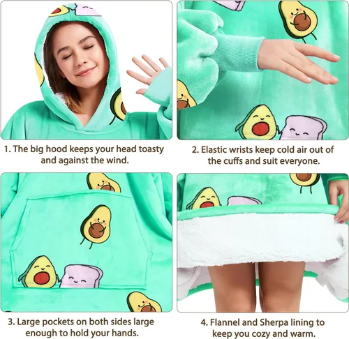 Miniatura 5 de Manta con capucha, regalos para adultos, mamá, mujeres y hombres, sudadera con capucha mullida de gran tamaño, acogedora sudadera con capucha