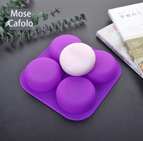 Miniatura 3 de Mose Cafolo 2 moldes de silicona brillante de 4 cavidades de forma redonda para suministros de fabricación de jabón, bombas de baño, barra de loción