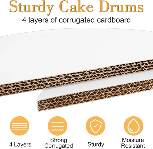 Miniatura 4 de 6 piezas de tambores para pastel de 8 pulgadas, tambor de 8 pulgadas, tablas para pastel de 8 pulgadas redondas, cartón de 1,27 cm de espesor