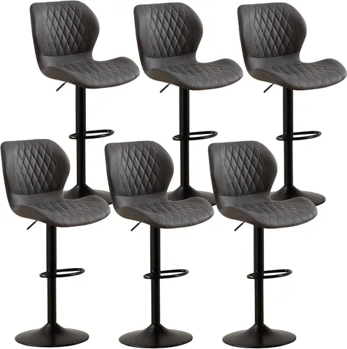 Miniatura 26 de Taburetes de bar modernos, taburetes de bar giratorios con respaldo alto, taburetes de bar de tela ajustables para sillas de isla de cocina