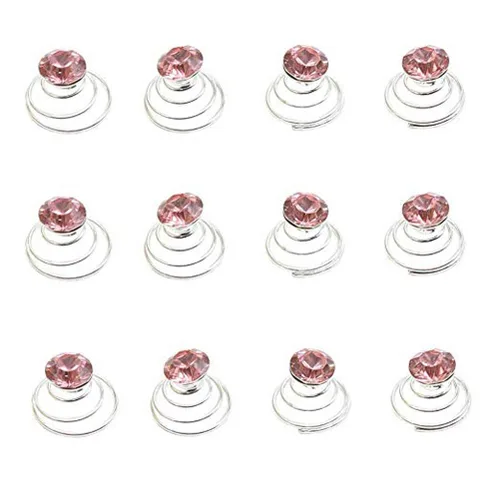 Miniatura 4 de canjoyn 24 horquillas para el cabello con gemas nupciales, espirales, espirales, espirales, para boda, espiral, tornados de cristal brillantes, Azul