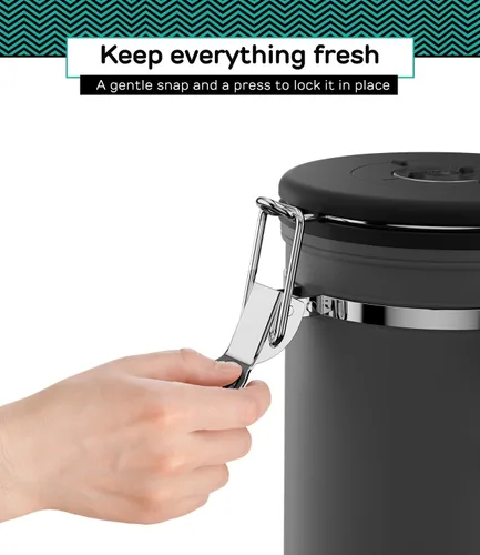 Miniatura 3 de Coffee Gator - Recipiente hermético de café de acero inoxidable de 22 oz para almacenamiento de alimentos en la cocina con rastreador de fecha, Gris