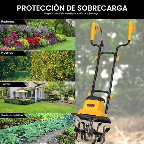 Miniatura 8 de IncwBo 12 Pulgadas 8.5 Amperios Cultivador de Tierra con Cable de 8 Pulgadas de Profundidad, Cultivador Eléctrico de Jardín de 360 RPM con Enchufe