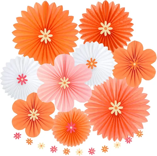 Miniatura 12 de SUNBEAUTY Abanicos de papel dorados y negros para fondo de fiesta de té, boda, primavera, cumpleaños, aula, baby shower, Halloween, decoración