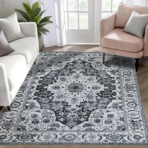 Miniatura 33 de WILLSUN Alfombras lavables de área, alfombras grandes antideslizantes de 5 x 7 pulgadas estilo bohemio para sala de estar, dormitorio, alfombra