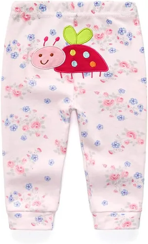 Miniatura 5 de Paquete de 4 pantalones unisex de algodón para bebé recién nacido, leggings casuales bordados de 0 a 24 meses para niños y niñas