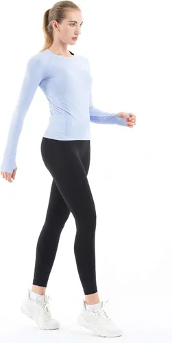 Miniatura 2 de MathCat - Camisetas de entrenamiento sin costuras para mujer, camisetas de yoga de manga larga, camiseta deportiva para correr, camiseta atlética