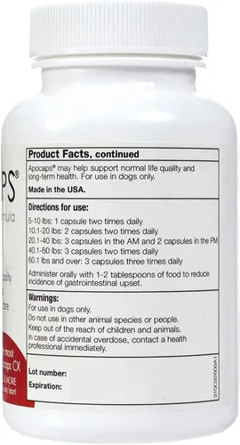 Miniatura 3 de apocaps CX apoptogen Fórmula para perros (90 Cápsulas), paquete de de 1