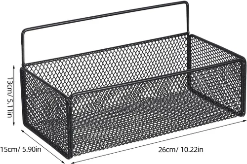 Miniatura 4 de OSALADI Estante de almacenamiento de malla montado en la pared de 10.23 x 5.90 x 5.11 pulgadas, estante de alambre negro para baño, cocina