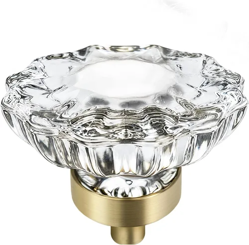 VEHCIL Pomos de cristal para gabinete, paquete de 8 pomos dorados para cajones, tiradores vintage de un solo agujero para armario, baño, tocador,