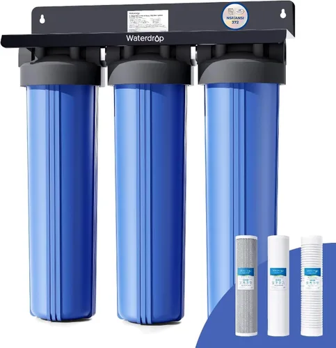 Waterdrop Sistema de filtro de agua de 3 etapas para toda la casa, con filtro de carbono y filtro de sedimentos, filtración de 7 etapas que reduce