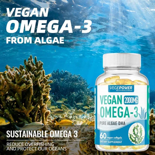 Miniatura 7 de Suplemento vegano Omega 3 DHA – Aceite de algas, DHA a base de plantas, 800 mg, sin carragenina, reemplazo para aceite de pescado, apoya el corazón